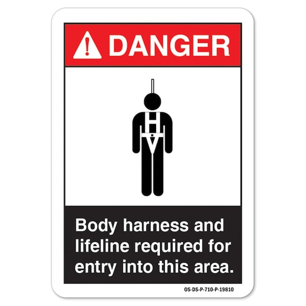 ANSI , Body Harness And Lifeline Required For Entry Into This Area, 18in X 12in, A-1218-L-19810